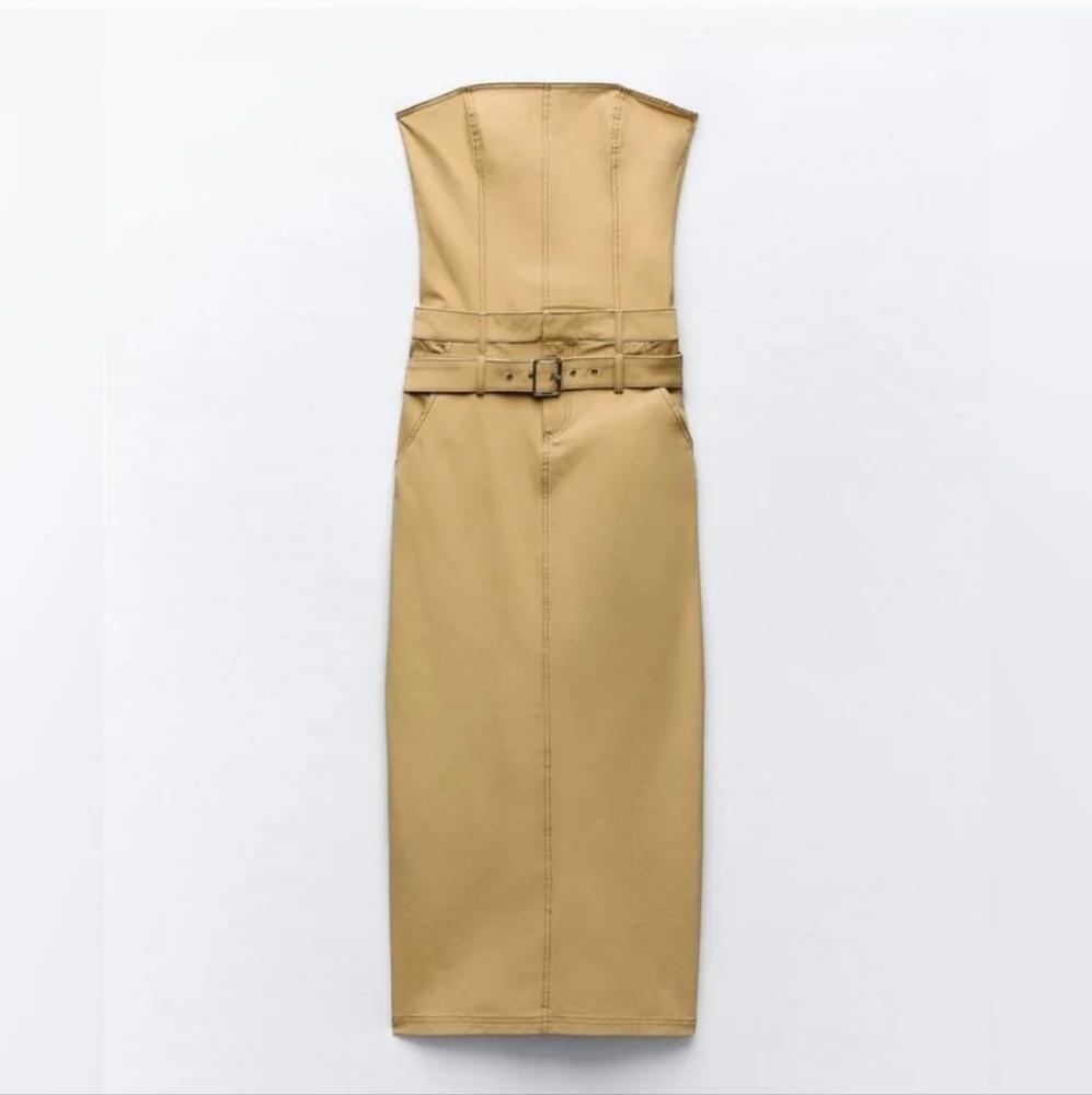 ZARA TAN STRAPLESS DRESS ✨️SIZE M✨️ - Picture 5 of 8